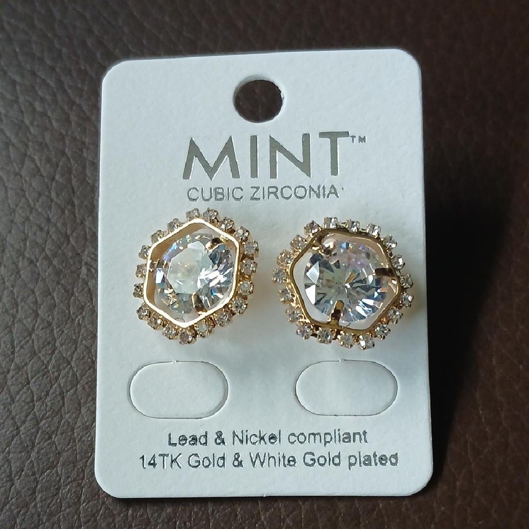 Mint Gold And Silver Cubic Zirconia Earrings